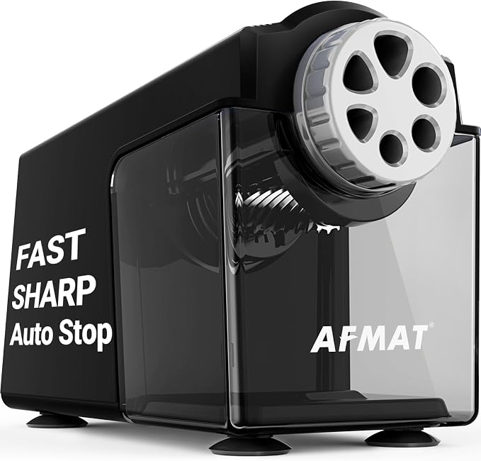 AFMAT Electric Pencil Sharpener Heavy Duty, 6-Hole Classroom Pencil Sharpener by AFMAT