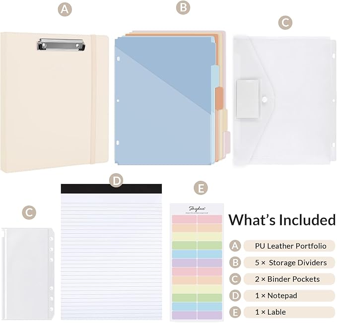 SKYDUE 3 Ring Binder with Clipboard, 1 Inch Binder, 13.2" × 10.2" PU Clipboard - Image 3