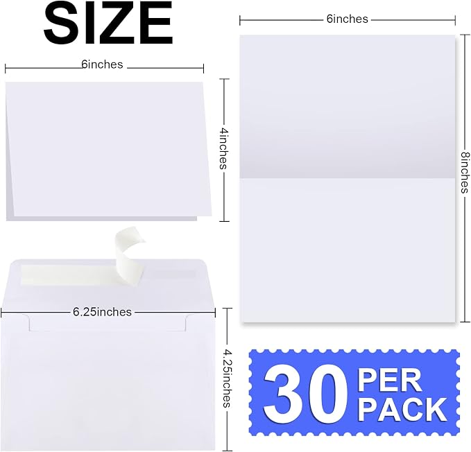 Blank Cards and Envelopes 4x6, 30 Pack White Invitation Cardstock - Image 2