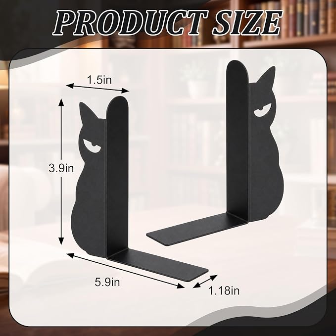 Geelin Angry Cat Bookends Set of 2 Sarcastic Metal Book Ends - Image 2