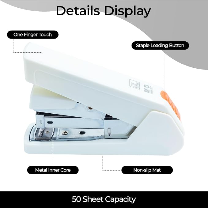 M&G Effortless Stapler 50 Sheet Capacity One-Touch Stapling, Heavy Duty Desktop - Image 5