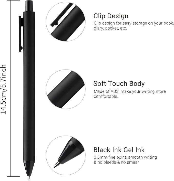 Kaco Gel Pens, 0.5 mm Fine Point, Quick Dry Smooth Writing, Aesthetic Office - Image 3