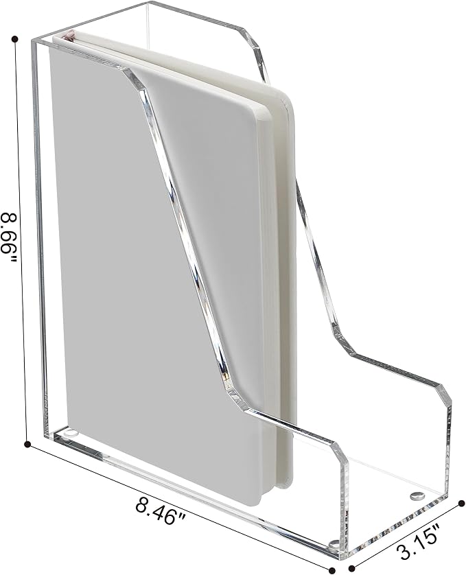 SANRUI 2 Pack Acrylic Magazine File Holder, Vertical File Sorter Holders Desk - Image 2