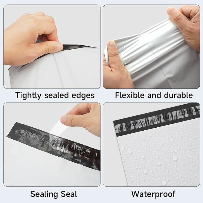 White Poly Mailers 10x13 Inch, 50 Pack | Self-seal shipping bags - Image 3