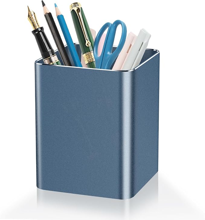 Pen holder, square pen cup, Metal pen pencil holder, desktop pencil cup by hongQue