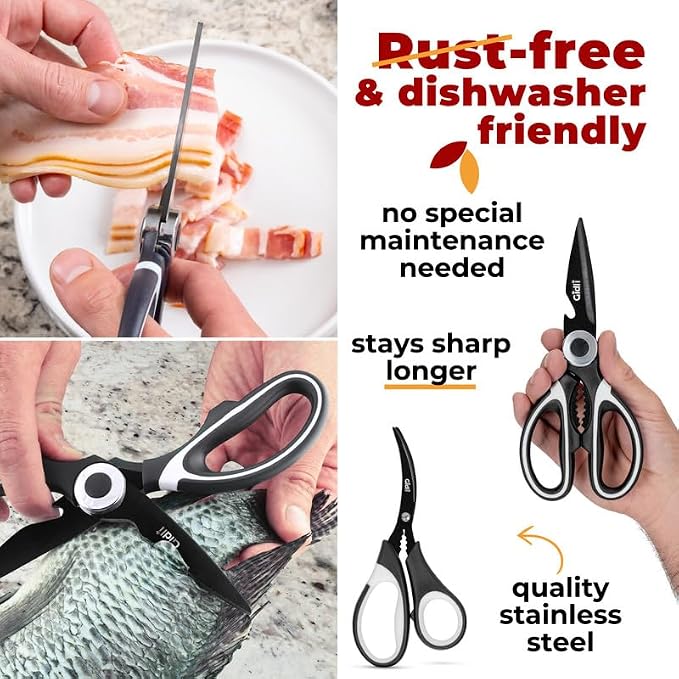 Titanium Coated Kitchen Scissors 2-Piece Set by Gidli - Image 2