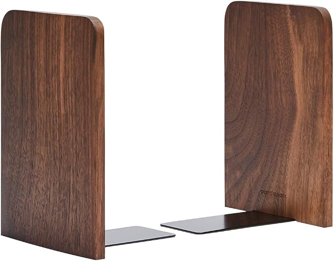 Pandapark Wood Bookends, Non-Skid Bookend by Pandapark