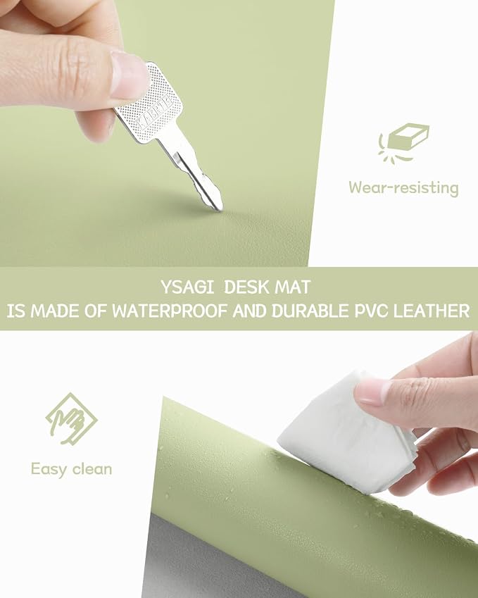 YSAGi Non-Slip Leather Desk Pad, Waterproof Laptop Computer Desk Keyboard Mat - Image 5