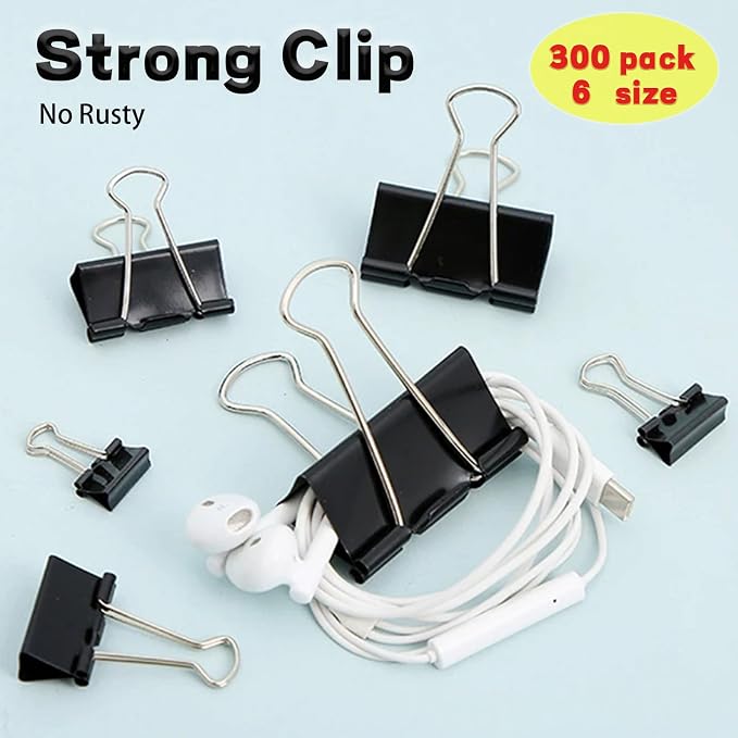 300 Pack Binder Clips Paper Clamps Assorted Sizes, Mini and Micro, 6 Sizes - Image 7