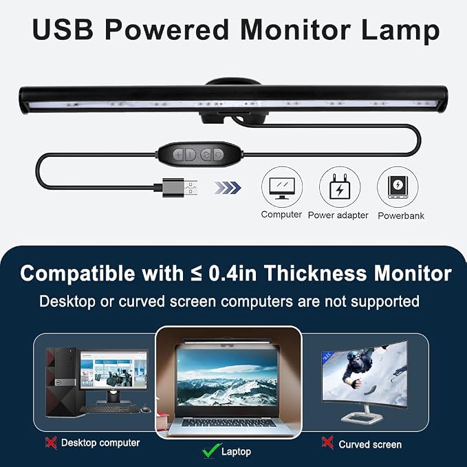 skybess Monitor Lamp Bar for Laptop, USB e-Reading LED Monitor Light Screenbar - Image 5