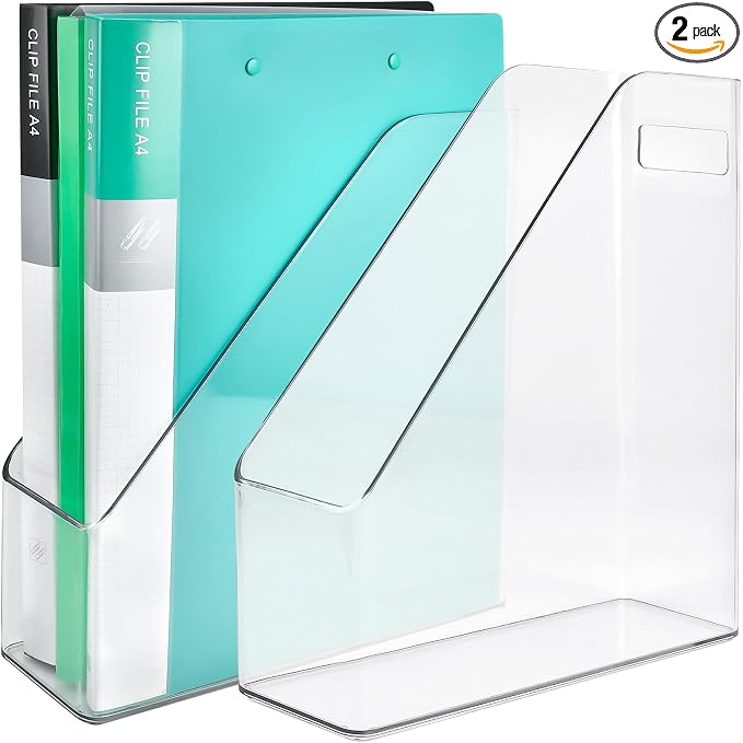 2 Pack Acrylic Magazine File Holder, A4 Vertical File Organizer by Akamino