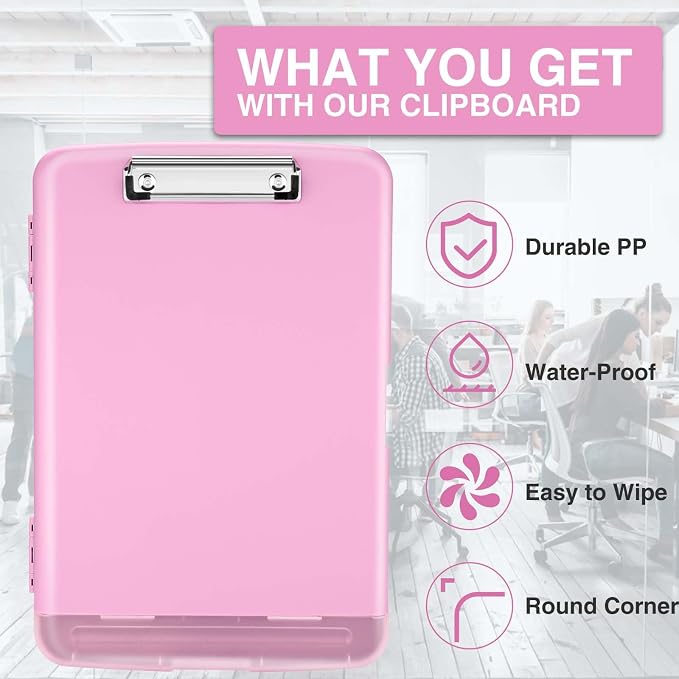 Sooez Clipboard with Storage, Clip Board 8.5 x 11 with Pen Holder, Plastic - Image 4