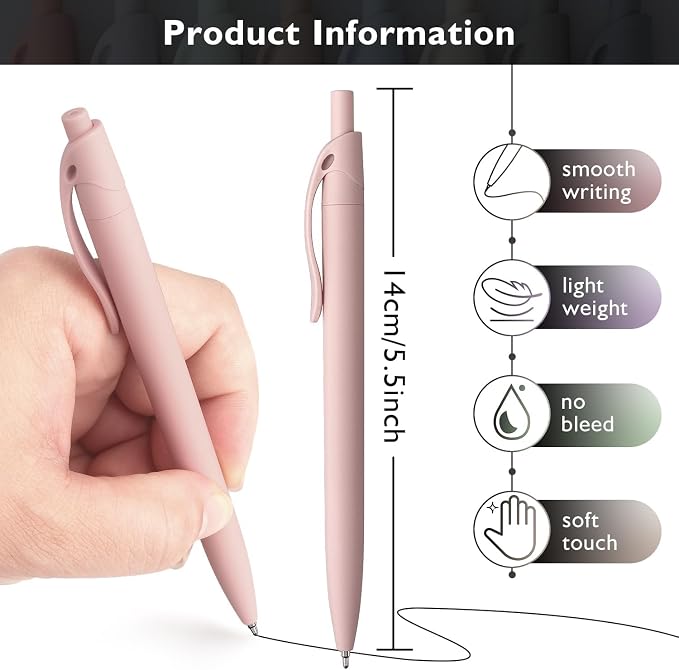 Bribobo 8-Pack Retractable Ballpoint Pens, Smooth Writing, Comfortable Grip - Image 2