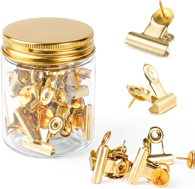 20PCs Golden Push Pins Clips Thumb Tacks by Modpion