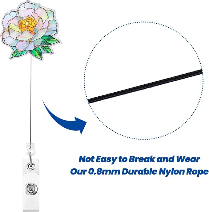 Funny Floral Nurse Badge Reel, Cute Peony Retractable ID Badge Holder, Name Tag - Image 5