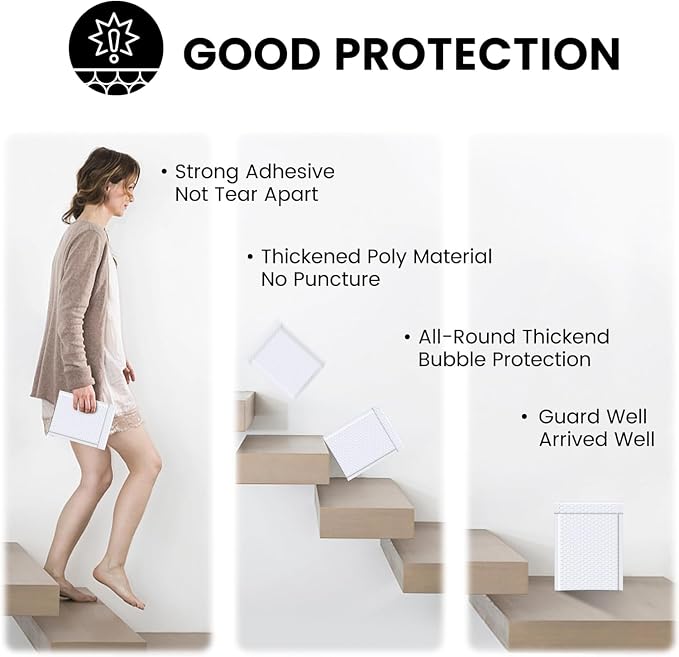 Fuxury White Bubble Mailers 6x10 Inch Padded Envelopes 500 Pack Usable Size 6x9 - Image 5