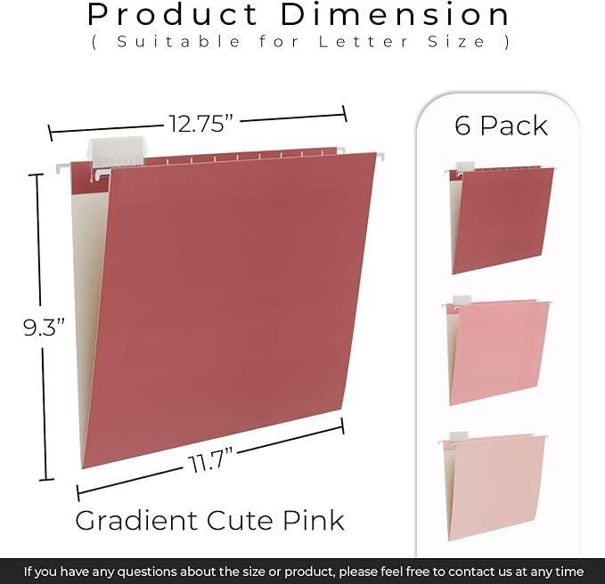 Y YOMA 6 Pack Gradient Hanging File Folders Letter Size Decorative Hanging - Image 5