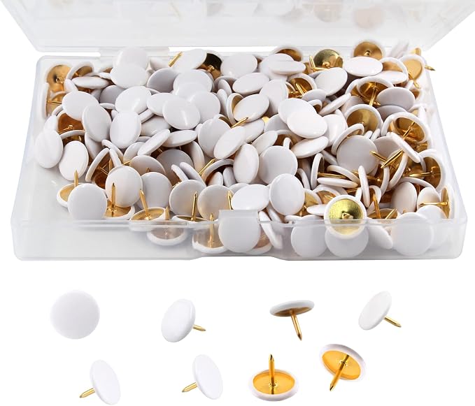 Piutouyar 300Pcs White Decorative Flat Push Pin, Plastic Roundness Head by Piutouyar