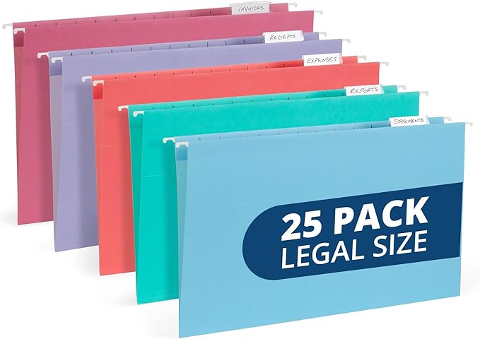 25 Blue Summit Supplies Legal Size Hanging File Folders by BlueSummitSupplies
