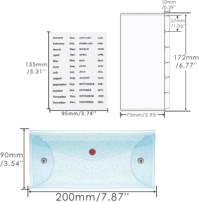 Cash Envelope Wallet PVC Blue Budget Wallet Money Pocket Dividers Frosted PP - Image 2