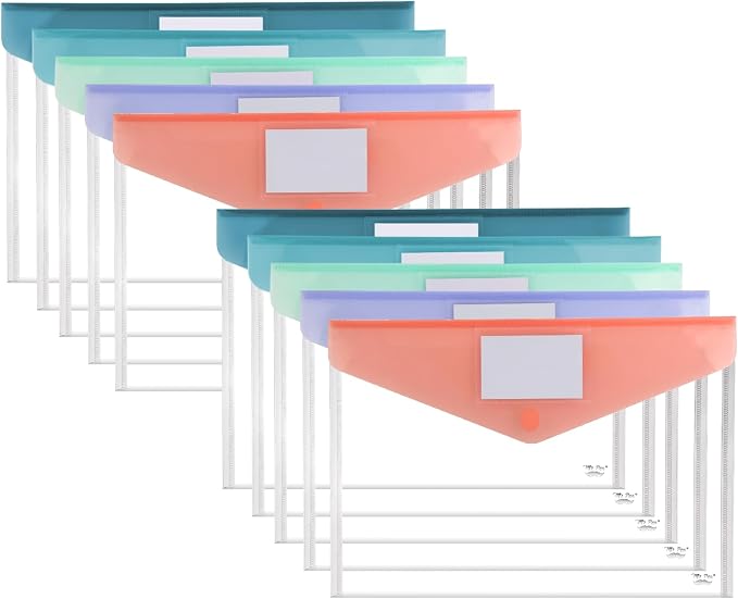 Mr. Pen- Clear Plastic Envelopes File Folders, 10 Pack, Letter Size | Colorful by MrPen