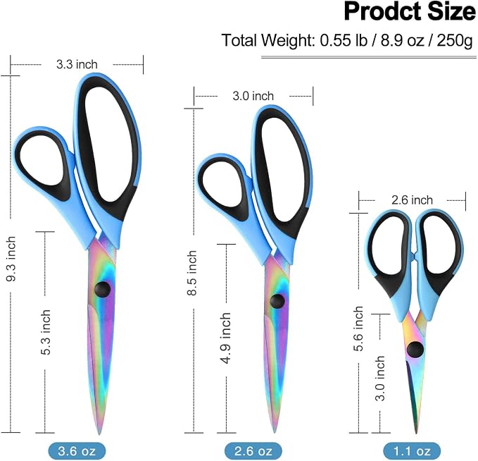 Scissors All Purpose, Sharp Titanium Blades Shears, Rubber Comfort Grip Handle - Image 4
