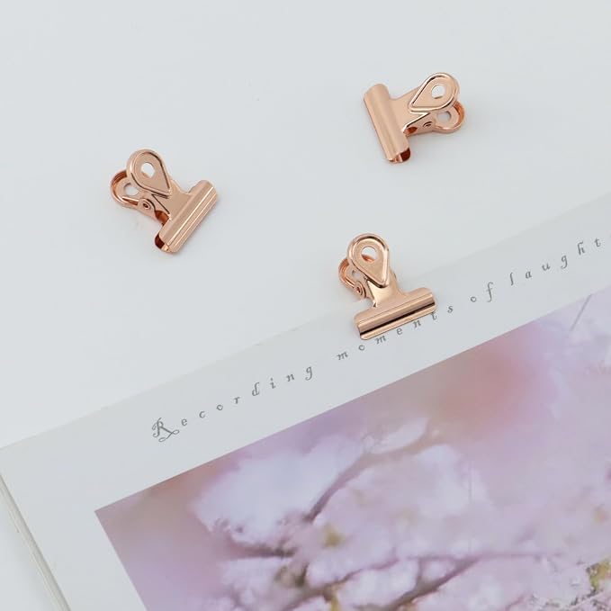 Xiaoyztan Mini Clips, 20mm Wide Rose Gold Bulldog Clips Paper Clip Binder Bull - Image 5