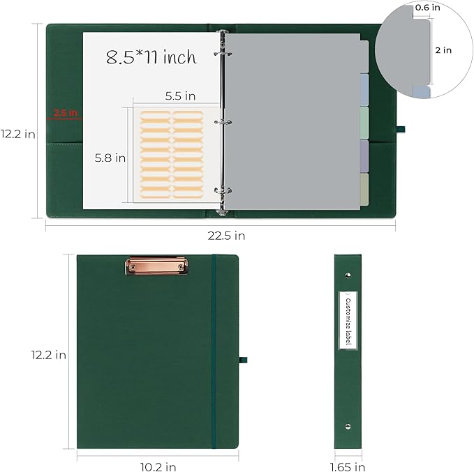 EYROZILL 3 Ring Binder, 1 Inch Linen Binder Organizer - Image 5