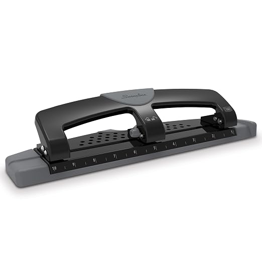 Swingline 3 Hole Punch, 12 Sheet Capacity Three Hole Puncher 3 Ring, Paper Punch by Swingline