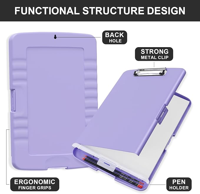 Plastic Clipboard with Storage, 8.5 x 11 Storage Organization Box Side-Opening - Image 3