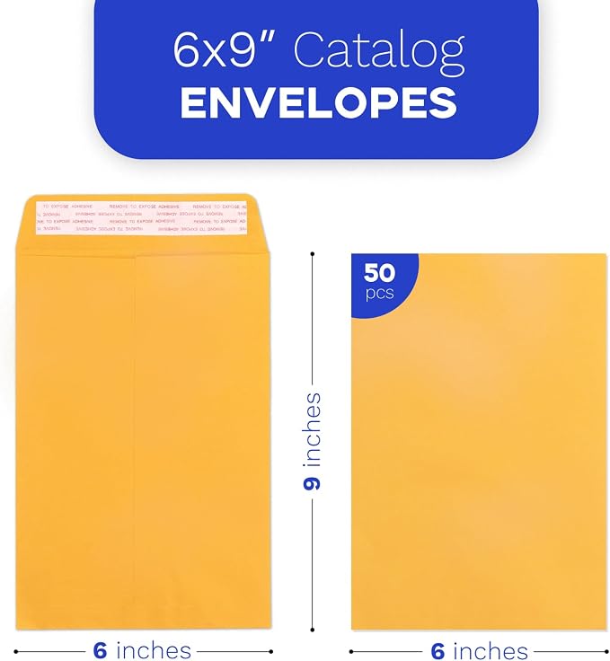 Goefun 6x9 Manilla Envelopes Self Seal, 50 Pack Brown Kraft Catalog Envelopes - Image 2