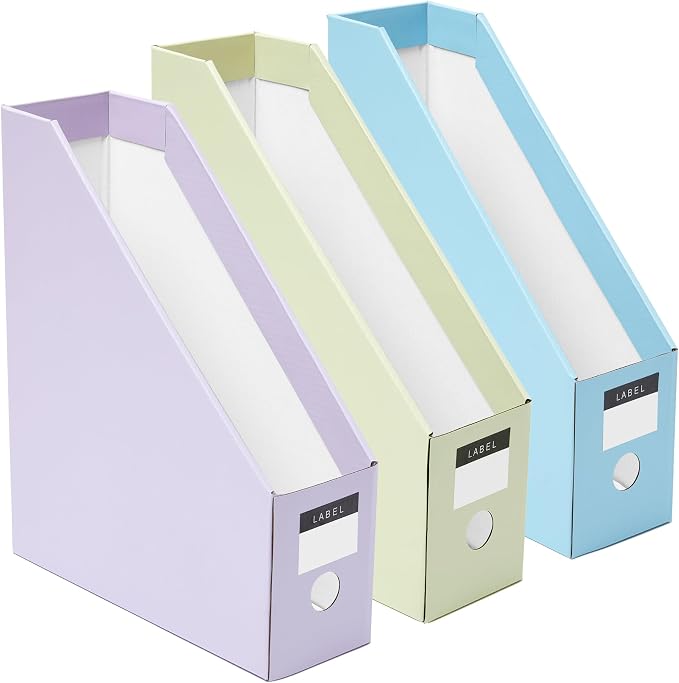 Y YOMA Cardboard File Magazine Holder, Pastel Color, 6 Pack Desktop Binder by YYOMA