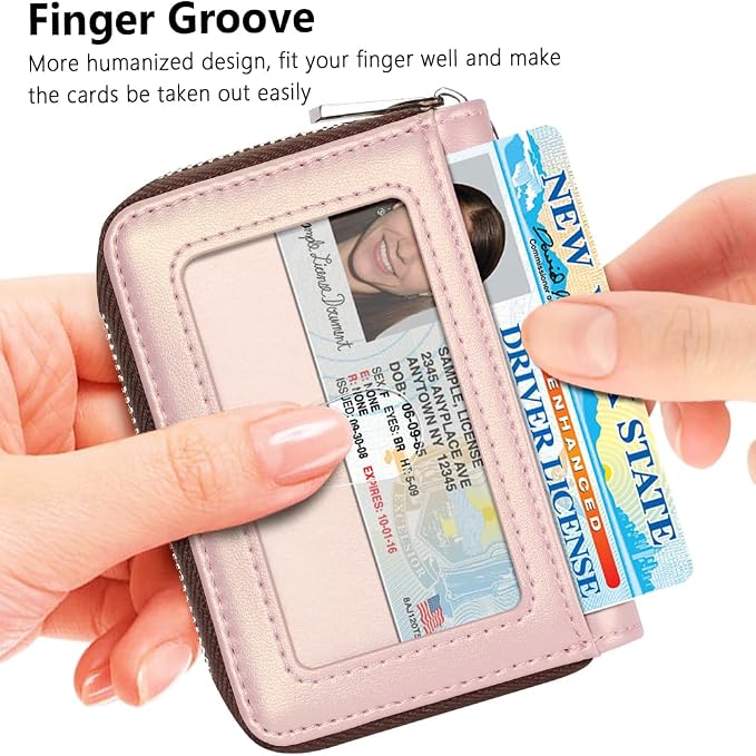 FurArt Zipper Wallet Women, RFID Blocking Credit Card Wallet, Business Card - Image 2