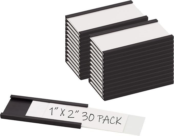 Realth Magnetic Label Holders 1'' x 2'' 30 Pack | Paper Inserts and Clear - Image 7