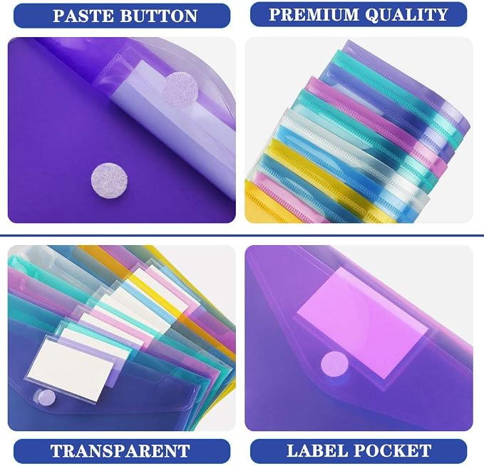 11 Pack Plastic Poly Filing Envelopes, 6 Assorted Color - Image 4