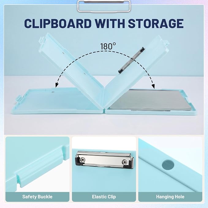 6 Pack Clipboard with Storage, 12.4 x 9.5 Inch Plastic Storage Clip Boards with - Image 3