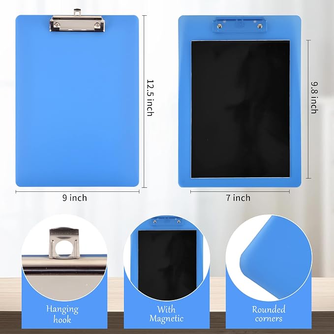 4 Pieces Blue Magnetic Clipboards Clip Board - Image 2