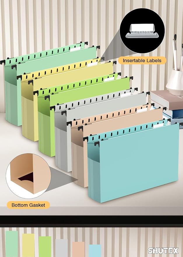 SHUTEX Extra Capacity Plastic Hanging File Folders, 12 Pack Reinforced - Image 5
