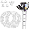 Large Cable Management White Computer Wire Sleeve Organizer Coiled Under Desk by FANOSHONOFFICIAL