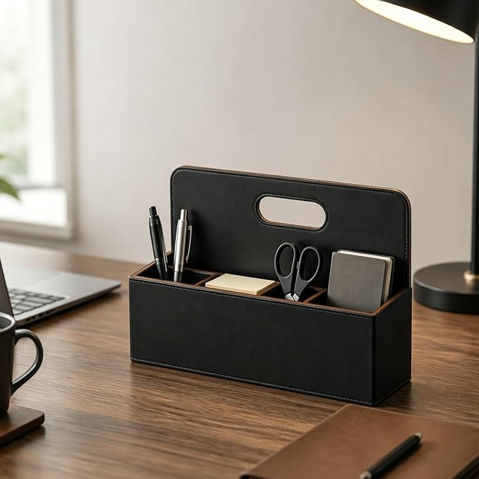 Mail Organizer Countertop, Pencil Holder, Office Supplies File Bill Sorter | PU - Image 2