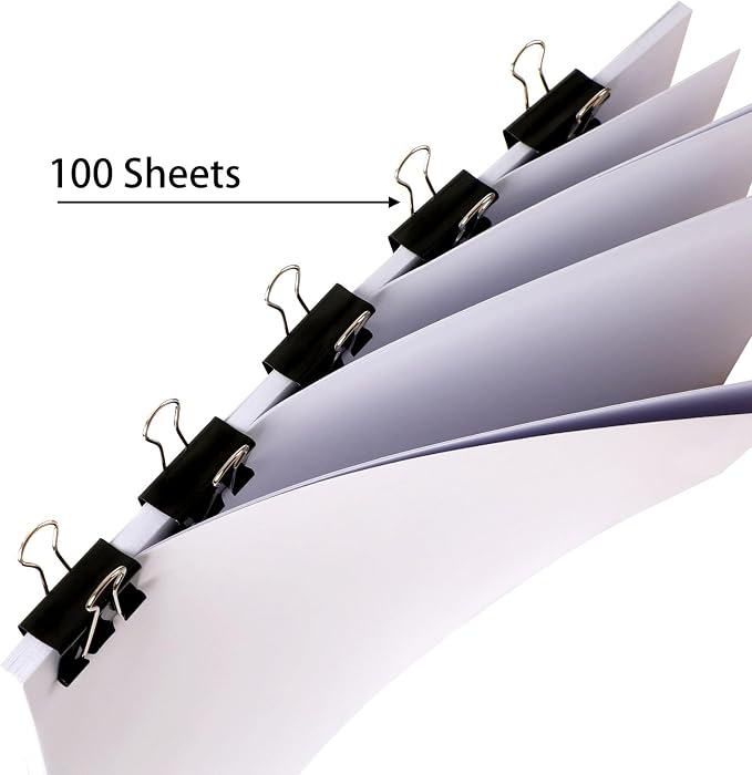 SANNIX 36 PCS Medium Binder Clips, 1-1/4 inch 32mm Binder Clips Black Paper - Image 4