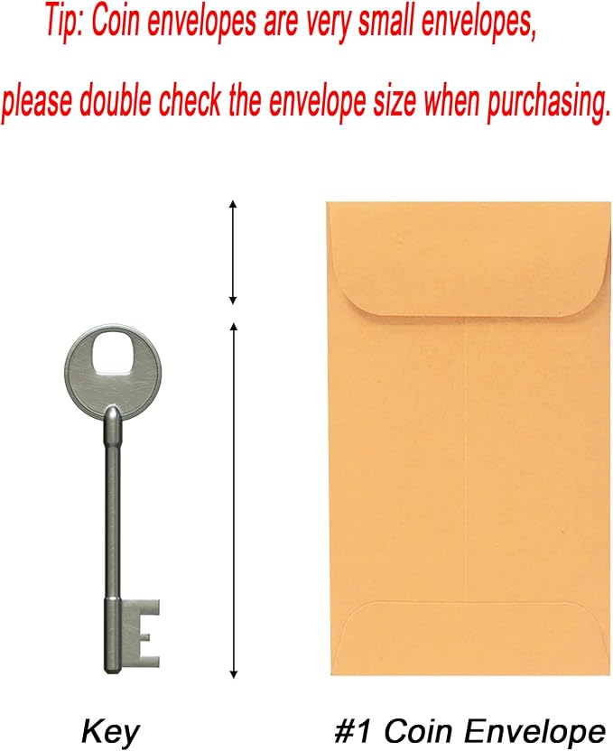 Xxcxpark 500 PCS #1 Coin Envelopes, 2-1/4” x 3-1/2” inches Brown Kraft - Image 2