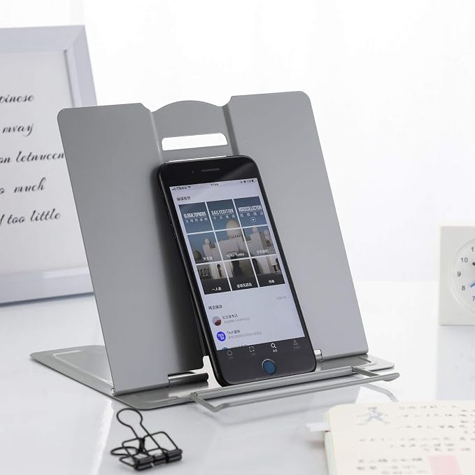 MSDADA Desk Book Stand Metal Reading Rest Book Holder Angle Adjustable Stand - Image 5