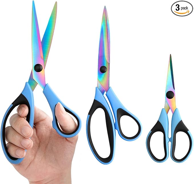 Scissors All Purpose, Sharp Titanium Blades Shears, Rubber Comfort Grip Handle by AILILE