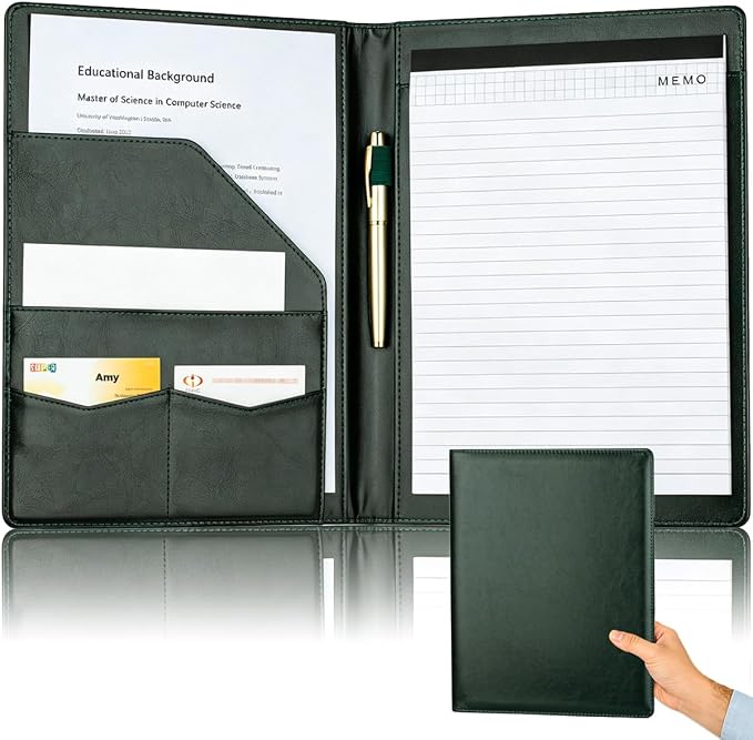 Padfolio Portfolio Binder, Faux Leather Folder, Resume Interview Legal Document by JUSTASHOW