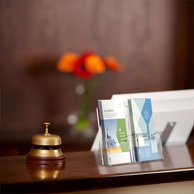 NIUBEE Acrylic Brochure Holder for 4’’ Trifold Pages, 50% Thicker Countertop - Image 6