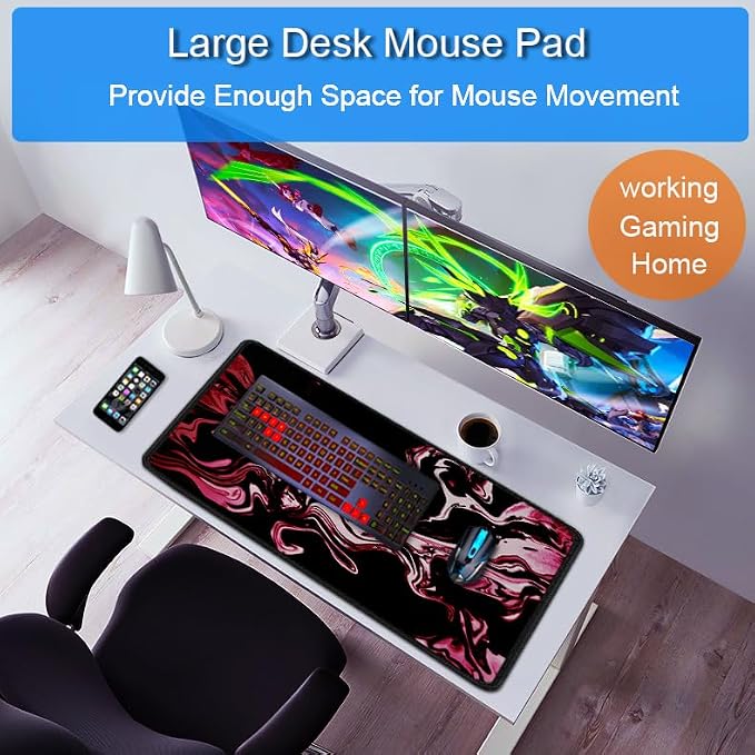 Gaming Mouse Pad, 31.5x15.7 inch Large Extended Computer Keyboard Mouse Mat - Image 6