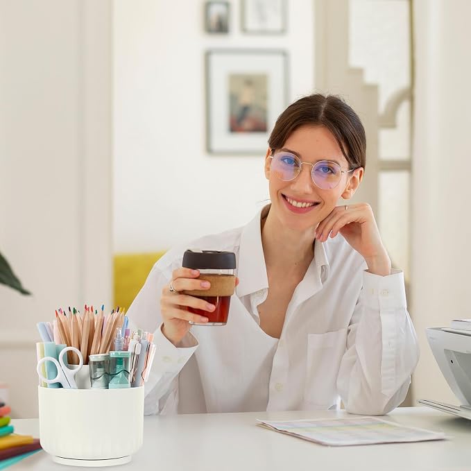 SKYDUE 360 Degree Rotating Desk Organizer, Small Dual-Purpose Pencil Pen Holder - Image 6