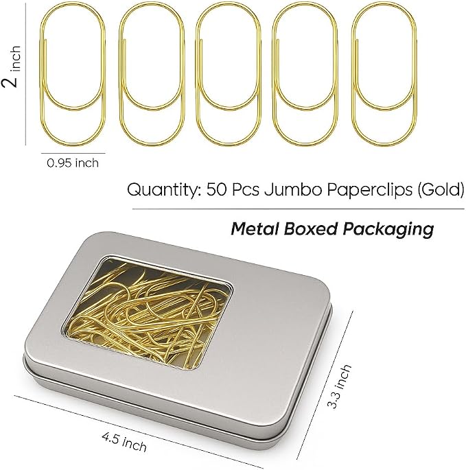 50 Pcs Jumbo Gold Paper Clips 2 inch – Planner Paper Clips, Gifts - Image 2