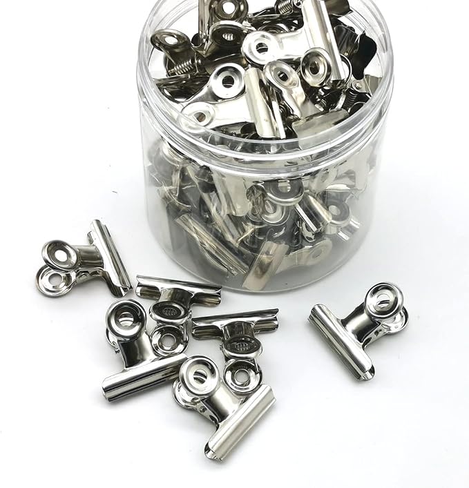 Otylzto 48PCS Bulldog Clips Silver 1.25 Inches, Mini Binder Clips, Metal Paper by otylzto
